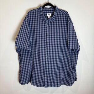 HB 4XLT Blue Plaid Short Sleeve Button Down Shirt Men Big Tall